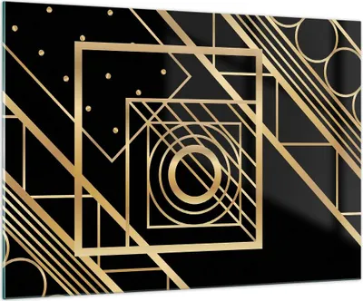 Produktbild von Bilder auf glas - Einteilig - Abstraktion Quadrat Gold - 100x70cm - Glasbilder - Wandbilder - Bilder - zum Aufhängen bereit - Wanddekoration aus Glas - Glas Bilder - Wandbild auf Glas - GAA100x70-4375