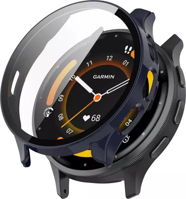 Produktbild von Strap-it Schutzhülle mit Glasabdeckung - Geeignet für Garmin Venu 3 - Dunkelblau - Hülle mit Displayschutzfolie