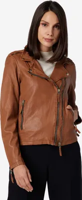 Image de Veste en cuir pour femme Ricano FOXY – cognac / 2X