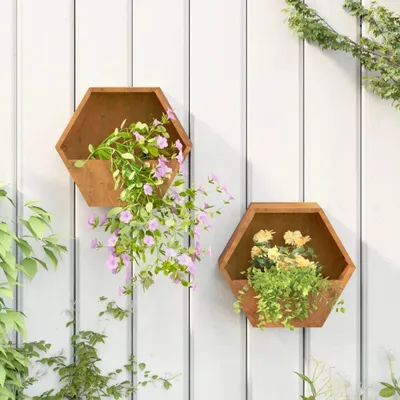 Produktbild von "2026 Promotion" Wand-Hochbeet - Pflanzkübel - 2 Stk. - Blumenkasten - Rostig Cortenstahl 30x10x25 cm - Beete CC28971