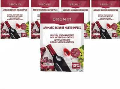 Produktbild von 5 x Aromatic Bayanus Multicomplex Starterset für alle Weinsorte Trockenhefe Weinhefe Reinzuchthefe