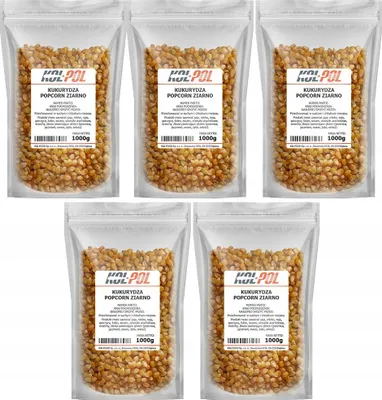 Zdjęcie produktu dla KUKURYDZA POPCORN 5kg Ziarno do prażenia bez soli naturalna jakość Kol-Pol