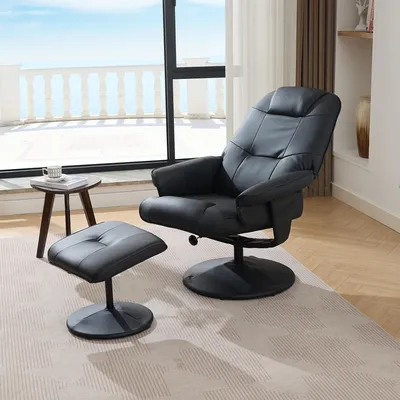 Produktbild von STILVORA Relaxsessel Massagesessel mit 360°-Drehdesign,Fernsehsessel mit Liegefunktion und Fußhocker,Loungesessel mit Aufbewahrungstasche,Schwarz