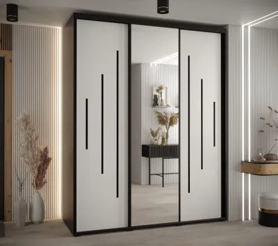 Obrázek produktu pro Šatní skříň ASIRI 13 - 190/60 cm, černá / bílá / černá