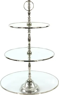 Produktbild von FURNARO Etagere Table 3-stufig Glas Metall silberfarben