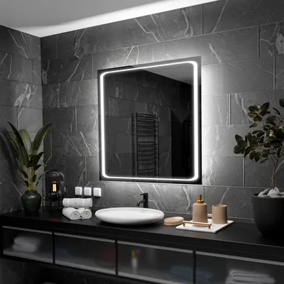 Produktbild von Rechteckiger LED-Spiegel 70x70 cm für Schlafzimmer, Wohnzimmer und Badezimmer