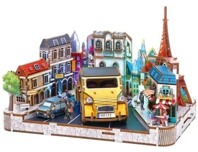 Immagine prodotto di Fermalibri fai da te – Modello 3D – Paesaggio parigino – 25 x 21 x 25 cm