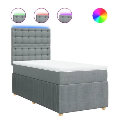 Produktbild von Boxspringbett mit Matratze Hellgrau 90x200 cm Stoff