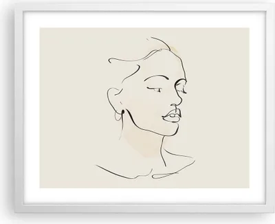 Produktbild von Gerahmtes Poster - Weißer Rahmen - Frau Zeichnung Linie - 50x40 cm - Wand Bild - Wanddeko - Wandbilder - Kunstposter - Wandposter - Bilderrahmen - Bilder - Kunstdruck - P2WAA50x40-5046