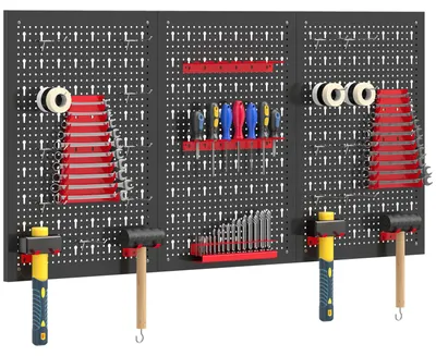 Produktbild von Lagersystem Wandregal 60 x 40 cm, 28 stck. Schüttenregal mit Haken, Wandregal Werkstatt Garage