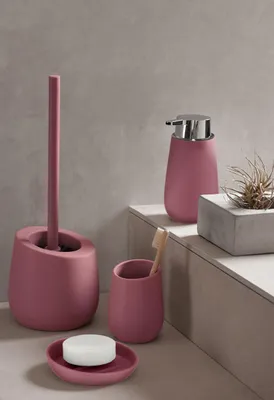 Zdjęcie produktu dla WENKO szczotka do toalety Zestaw szczotek do toalety Zestaw szczotek Uchwyt Łazienka BADI różowy
