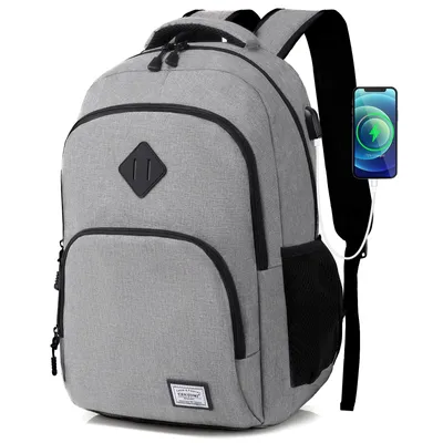 Produktbild von Rucksack Laptop Rucksack Herren Große Kapazität Casual Rucksack für 15,6" Laptop mit USB Ladeanschluss für Reisen (Hellgrau)