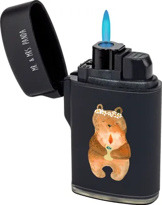 Produktbild von Mr. & Mrs. Panda Feuerzeug Bär Kommunion - Schwarz - Geschenk, Taufkerze, anzünder, Teddy, Gasfeuerzeug, gas, Gottes Segen, Katholisch, sturmfeuerzeug, Feuerzeuge