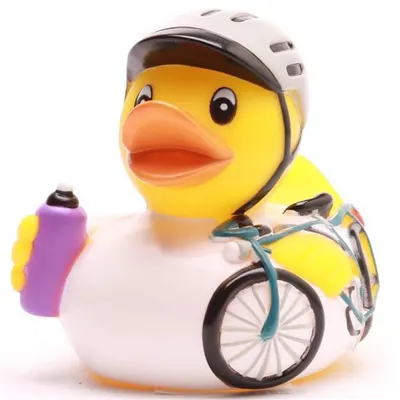 Produktbild von Badeente Radrennfahrer weiß Vinyl 8 cm