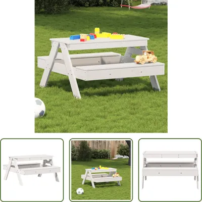 Produktbild von The Living Store Picknicktisch für Kinder Weiß 88x97x52 cm Massivholz Kiefer