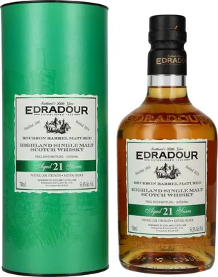 Produktbild von Edradour 21 Years Old Bourbon Barrel Matured Highland Single Malt Whisky 54,3% Vol. 0,7l in Geschenkbox