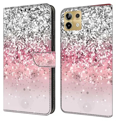 A product shot of a phone case, shown from two angles: one open as a wallet and the other closed.