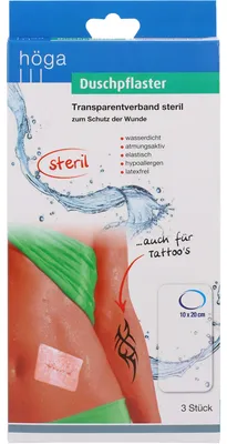 Produktbild von Höga Duschpflaster 10 x 20 cm Transparentverband steril, 3 St. Pflaster