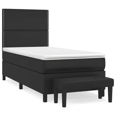 Produktbild von vidaXL Boxspringbett mit Matratze Schwarz 90x200 cm Kunstleder