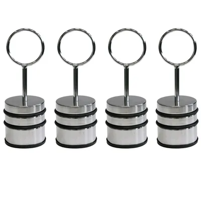 Produktbild von 4er Set Türstopper Edelstahl mit Griff Türpuffer Massiv 1,1 kg Boden Puffer Bodentürpuffer Gummipuffer Rutschfest Tür Stopper Gummiert