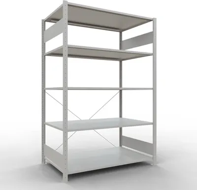 Produktbild von Schulte Fachbodenregal MULTIplus150 Stecksystem | Grundregal | HxBxT 200x130x80cm | 5 Ebenen | Fachlast 150kg | Lichtgrau