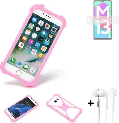 Produktbild von K-S-Trade Bumper + Kopfhörer kompatibel mit Samsung Galaxy M13 4G Handy Hülle Schutzhülle Silikon Schutz Hülle Cover Case Silikoncase