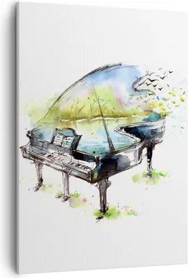 Produktbild von Bild auf Leinwand - Leinwandbild - Einteilig - Klavier Natur Musik Eleganz - 50x70cm - Wand Bild - Wanddeko - Wandbilder - Leinwanddruck - Wanddekoration - Leinwand bilder - Wandbild - PA50x70-3034