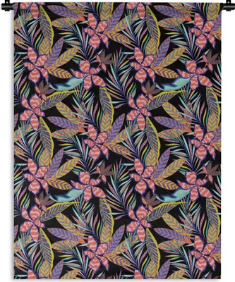 Produktbild von MuchoWow® Wandteppich Wandbehang Hawaii - Regenbogen - Blumen - Blätter - Psychedelisch 120x160 cm Tapisserie Dekoration Wandtuch - Wohnzimmer - Moderne