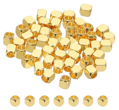50 Abstandskugeln 4x3 mm, Messing, 18K Gold, für DIY-Schmuck