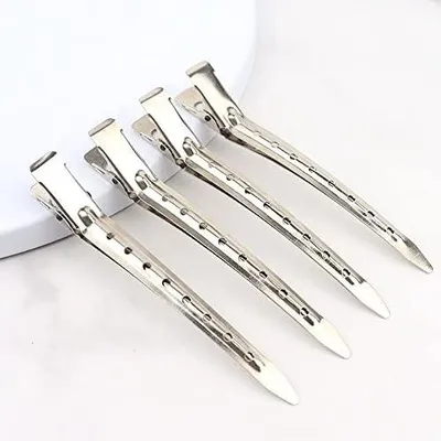 Produktbild von 3,5 Zoll Entenschnabel-Haarspangen aus Metall – silberne Haarspangen, Locken- und Krokodilspangen zum Selbermachen mit Löchern – 8 Stück
