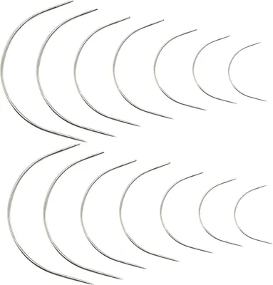 Produktbild von 14 Stück Gebogene Nadeln,gebogene nadeln dünn,gebogene nadeln polsternadeln,Sattlernadeln,Perücke C Gebogene Nadeln,Rund Leder Sattlernadel,gebogene nähnadel,leder nähen nadel