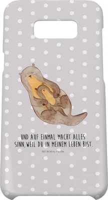 Produktbild von Mr. & Mrs. Panda Samsung Galaxy S8 plus Handyhülle  Otter Kind - Grau Pastell - Geschenk, Hülle, Handy, Familie, Geburt, Mama, Cover, Case, Mutter, Baby
