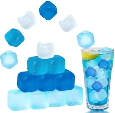 Produktbild von 60x Eiswürfel Wiederverwendbar, Eiswürfel Kunststoff Bpa Frei, Party-Eiswürfel zum Kühlen von Getränken, Ice Cube Reusable, Blau