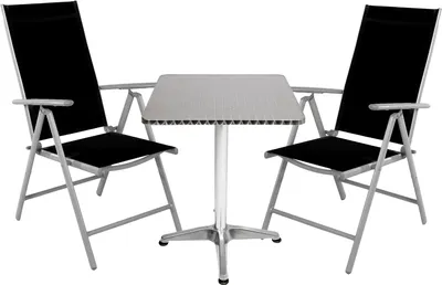 Produktbild von Bistrogarnitur 3-teilig Aluminium - Textilen Silber / Schwarz