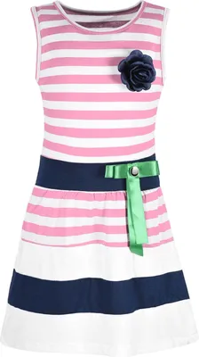 Produktbild von KMISSO Mädchen Sommer Kleid gestreift mit Schleife Rosa 104