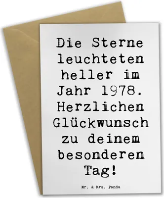 Produktbild von Mr. & Mrs. Panda Grußkarte Spruch 1978 Geburtstag - Weiß - Geschenk, Geburtstagsgeschenk, unvergessliches Jahr, hochzeitskarten, babykarte, Jubiläum feiern, Glückwunsch