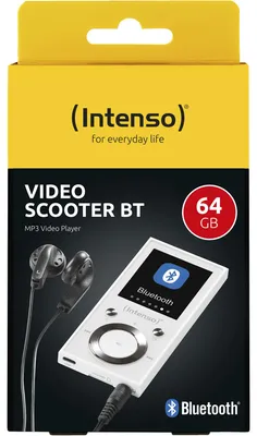 Produktbild von Intenso Video Scooter BT MP3-Player 64 GB – Bluetooth 5.0, 1,8" LCD Display, USB-C, microSD-Kartenleser, 18 Std. Akkulaufzeit, Musik- & Videoplayer, Weiß, MP3 Spieler, USB 2.0, Weiß