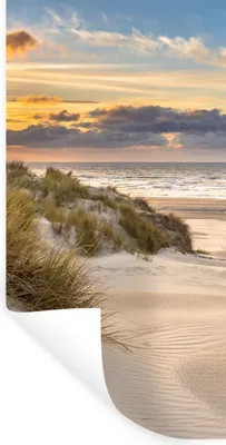 Produktbild von MuchoWow® Wandtattoo Wandsticker Wandaufkleber Strand - Düne - Gras - Sonnenuntergang - Meer 60x120 cm Selbstklebend und Repositionierbar - Selbstklebend - Fototapeten