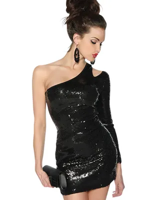 Produktbild von Minikleid mit Pailletten 12846 Abendkleid Partykleid Cocktail Club-Kleid, schwarz, Gr. XS/S