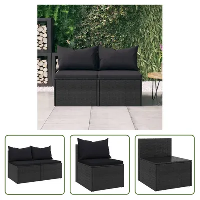 Zdjęcie produktu dla The Living Store Sofa ogrodowa z poduszkami 2 szt. czarny polirattan