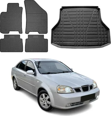 Immagine prodotto di Set di tappetini e fodere per il bagagliaio per Chevrolet Lacetti 2003-2011 in gomma nera 5x