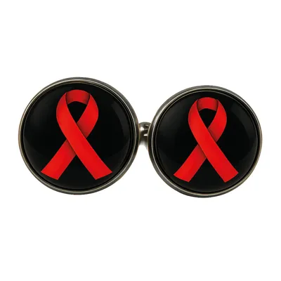 Produktbild von Ohrringe Ohrstecker 316L Chirurgenstahl mit roter HIV Aids Schleife