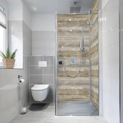 Produktbild von Duschrückwand-Folie mySpotti Fresh Holz 90 x 210 cm