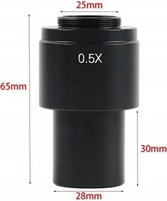 Produktbild von Rosfix 0,5X Reduzierlinse | C‑Mount 25 mm | Für ODM‑180X | 0,35X–2,25X | Arbeitsabstand 200–240 mm | PCB/SMD‑Inspektion