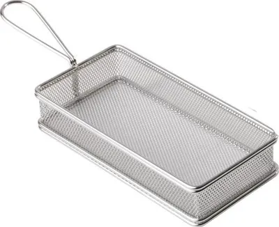 Produktbild von APS 40610 Servier-Frittierkorb SNACKHOLDER, Edelstahl, 21,5 x 10,5 cm, Höhe 4,5 cm