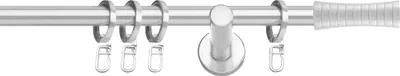 Produktbild von SN Deco Gardinenstange Nancy, 19 mm, 1-läufig, Stahl, Komplett-Set mit Ringen, Auflageträger, 320 cm, chrom-matt