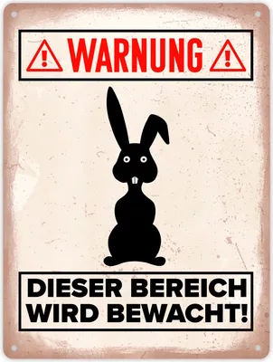 Produktbild von Warnung Bereich wird bewacht Metallschild XL in 21x28 cm mit Hasen Silhouette