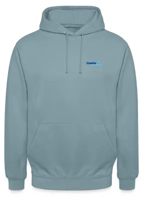 Produktbild von Spreadshirt Stromberg Logo Capitol Versicherung Gestickt Uni Hoodie, M, Nebelblau