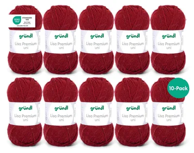 Productafbeelding van Breigaren haakgaren - Wolachtig - 100% polyacryl - 10 x 50 g - Bordeaux