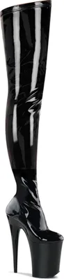 Produktbild von INFINITY-4000 Pleaser High-Heels Overkneestiefel Crotch Boots schwarz Stretchlack
